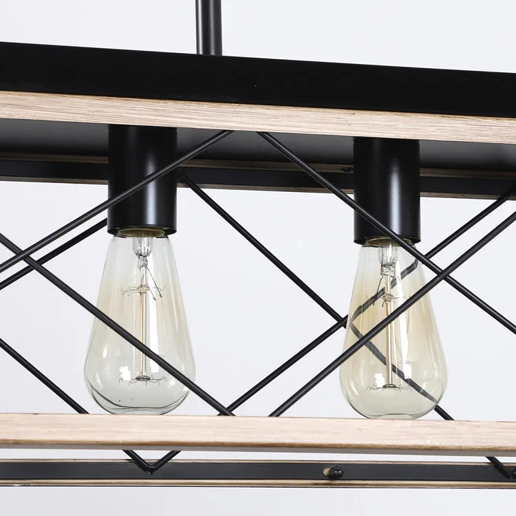 5-Light Steel Farmhouse Chandeliers for Dining Room, Rustic Kitchen Island Lighting, Adjustable Height Pendant Light for Kitchen