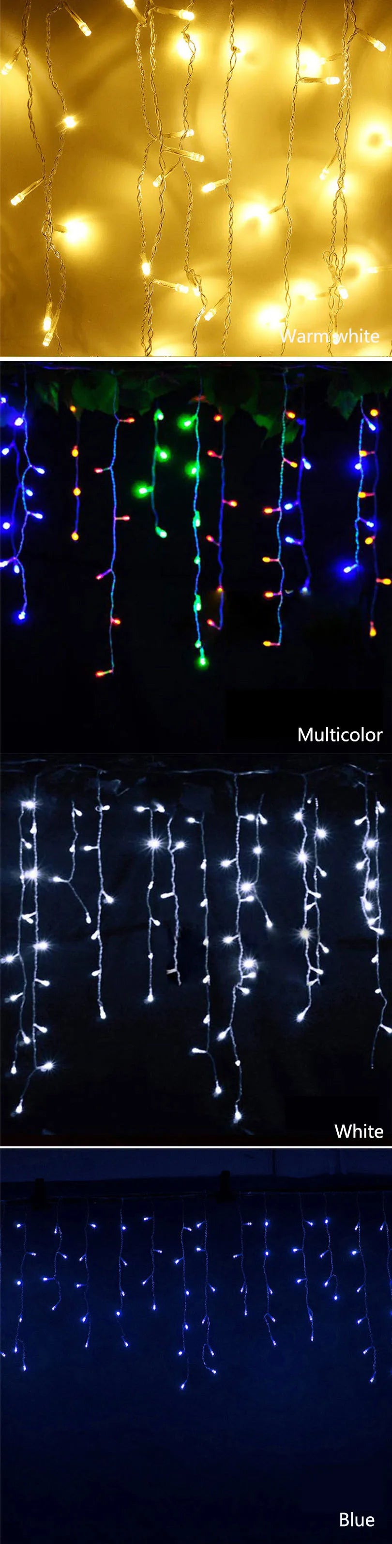 Luzes de Natal LED, cordão de luzes decorativas, cortina de luzes, decoração de Natal para casa, luminária para as festas de fim de ano e Ano Novo.