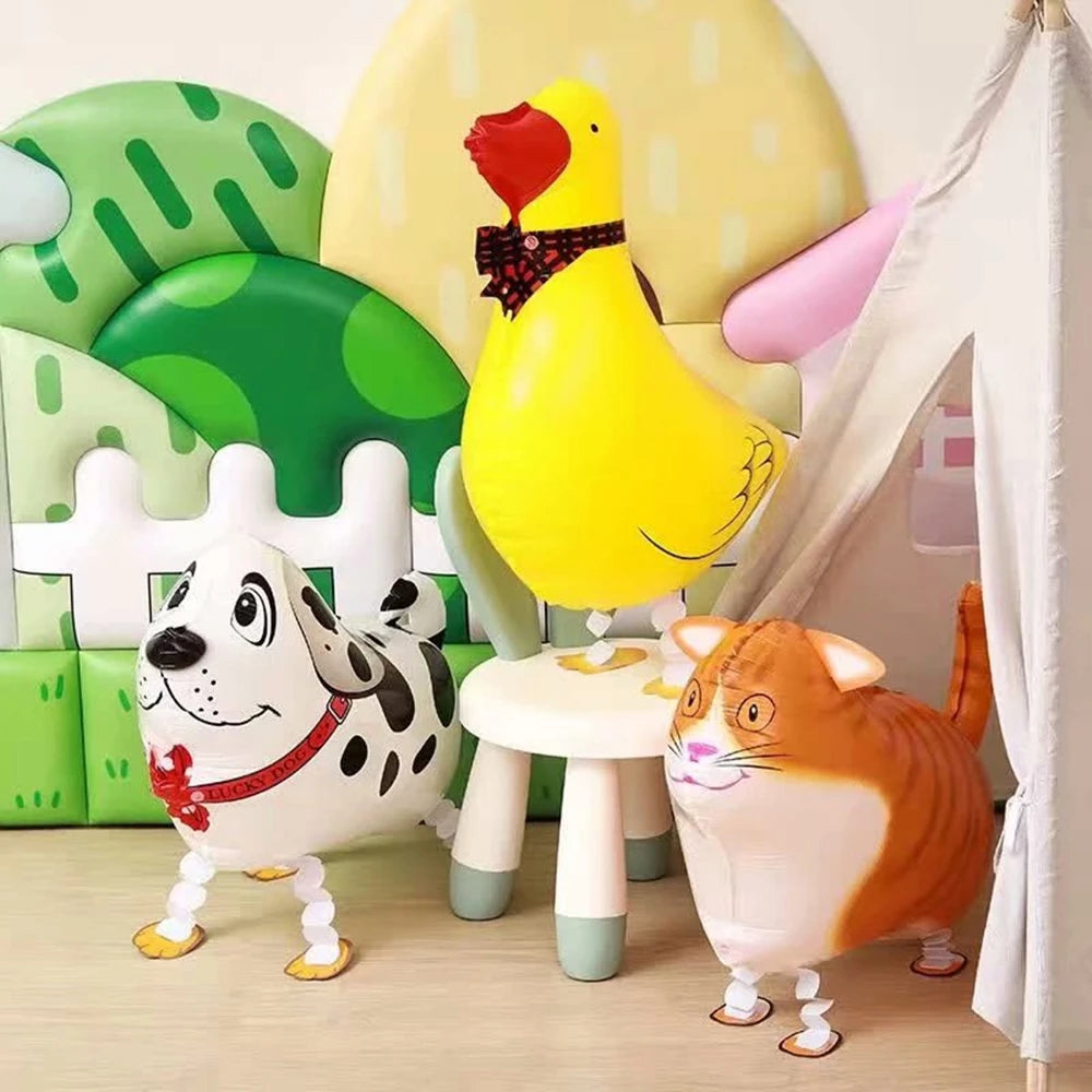 Mixes andando animais balões de hélio bonito gato cão panda dinossauro tigre animal de estimação balões de ar decorações de festa de aniversário crianças e adultos