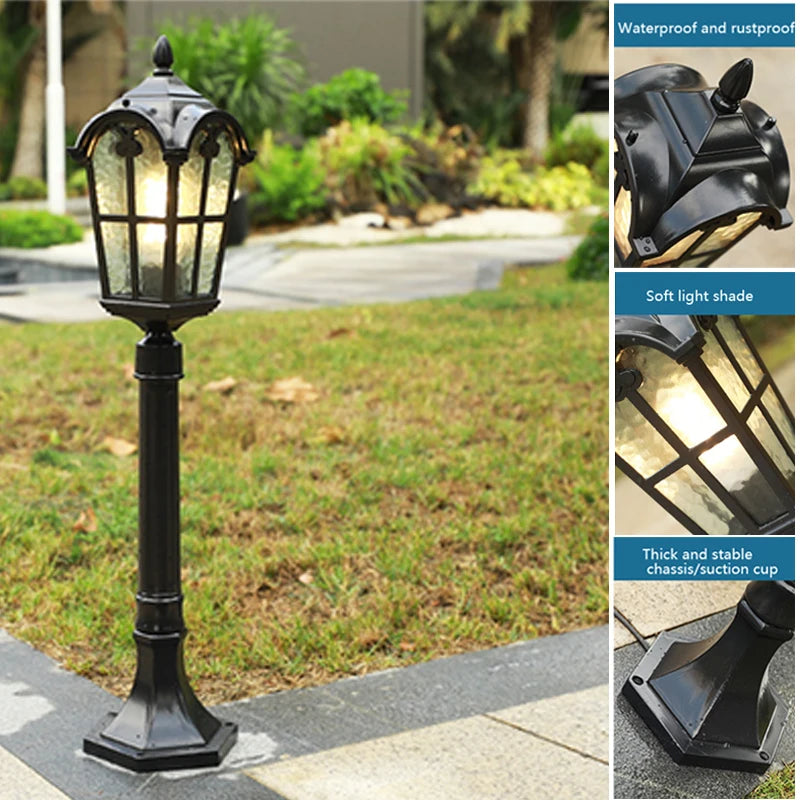 Luzes de LED para Jardim ao Ar Livre, Estilo Vintage Europeu, Impermeáveis IP54, 80CM, Lâmpadas Pretas E27 para Iluminação de Paisagismo em Jardins e Quintais AC85-265V