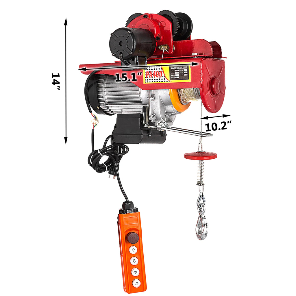 SucceBuy 1700LBS Guindaste Elétrico com Carrinho Levantador Portátil Guincho de Garagem Elevador de Esforço com Controle Remoto Com Fio