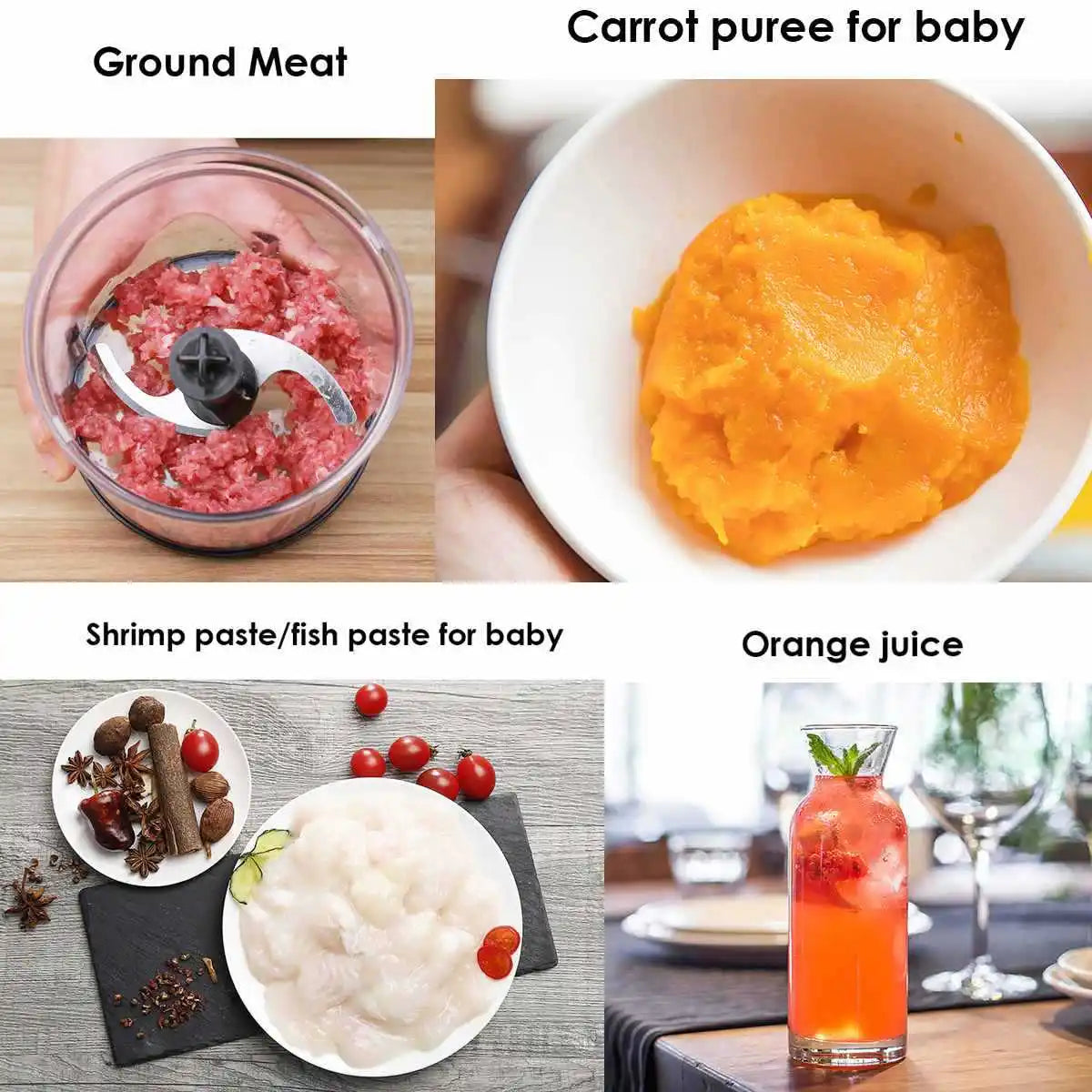 Home Mixer Mini Grinder Portable 4 in 1 Blender Electric Baby Food Blender Food Mixer  Fruit Juice Blender