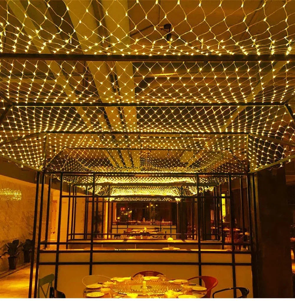 Rede de luzes de natal 6m x 4m led luzes de malha decoração do jardim ao ar livre festão rua guirlanda fada festa de natal decoração de casamento