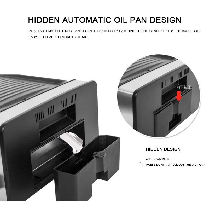 1600w Smokeless Electric Grill Portable Bbq Grill With Adjustable Temperature Control