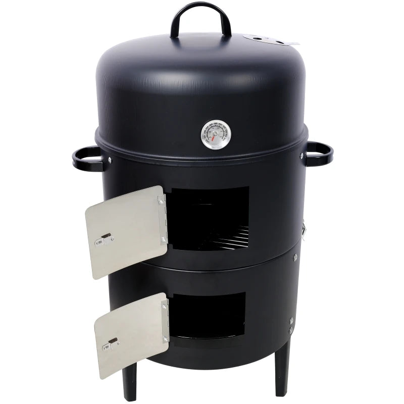Overseas Stock Free Shipping 17 Inch Steel Charcoal Smoker Heavy Duty Round BBQ Grill for Outdoor Cooking