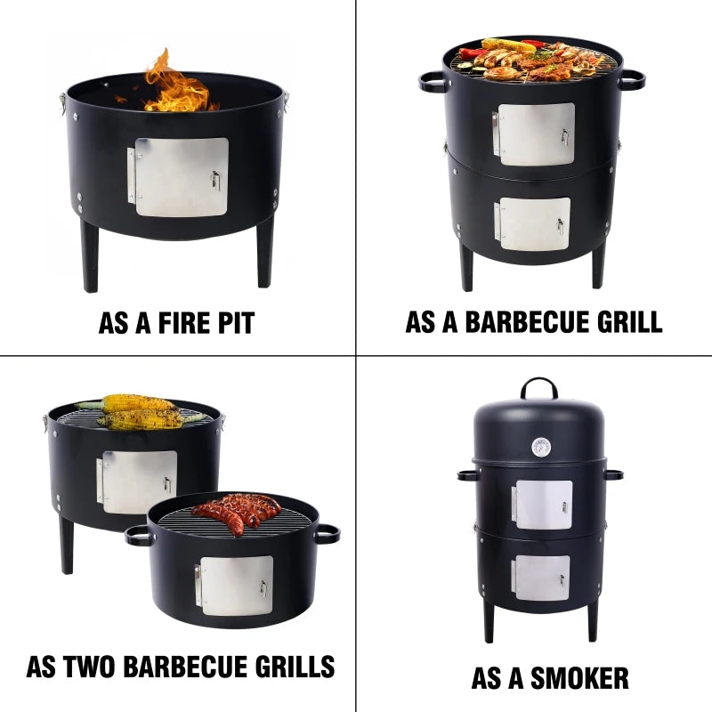 Overseas Stock Free Shipping 17 Inch Steel Charcoal Smoker Heavy Duty Round BBQ Grill for Outdoor Cooking