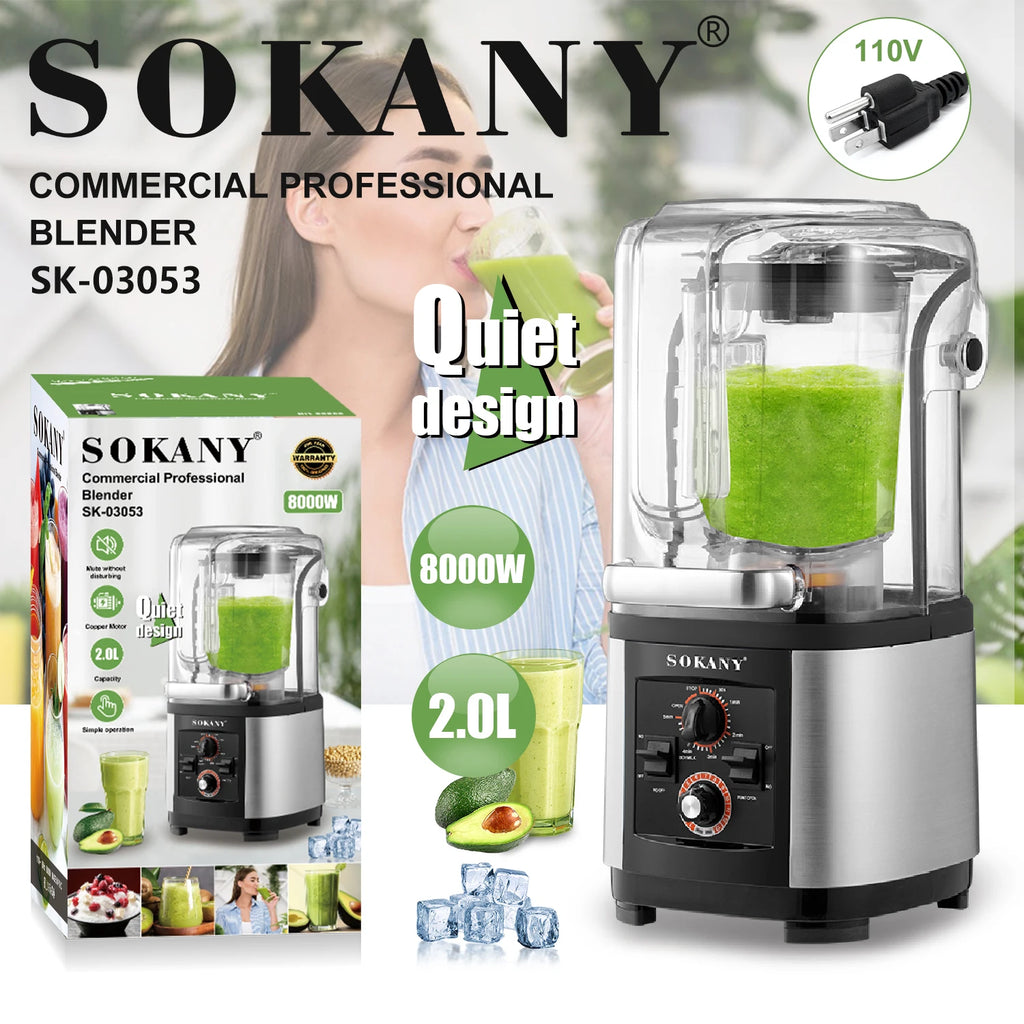 SOKANY Product SK-03024 8000W 2L Commercial Large Capacity Beauty Blender Machine and  Multi-function Electric Juicer Extractor