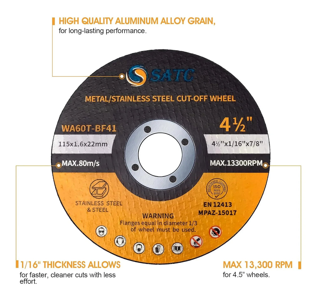 25pcs 4 1/2 Inch Aluminum Oxide Cutting Wheel 4.5 X 1/16 X 7/8 Inch Angle Grinder Abrasive Tool