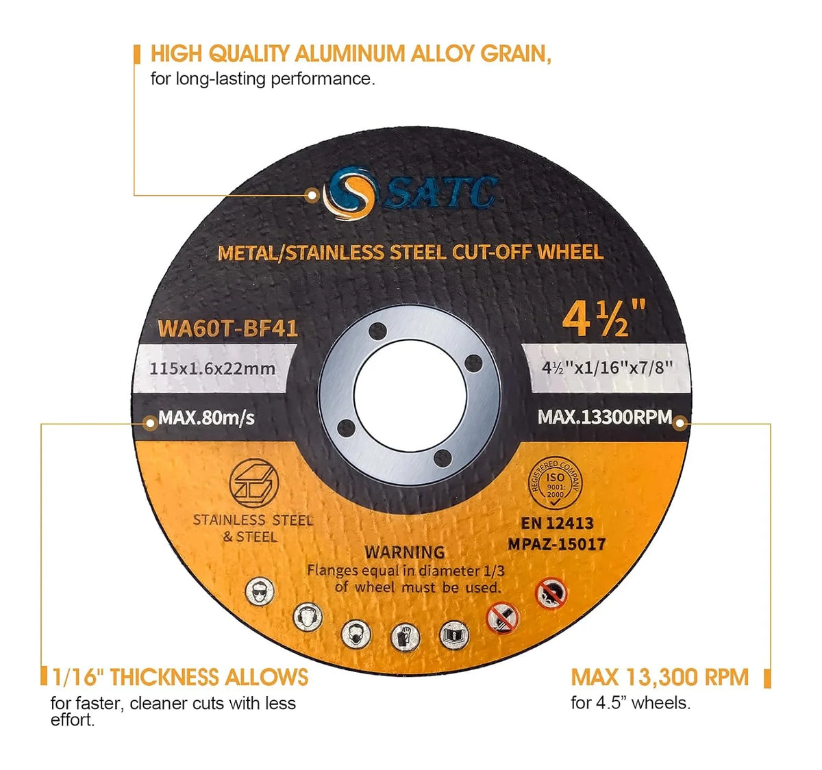 25pcs 4 1/2 Inch Aluminum Oxide Cutting Wheel 4.5 X 1/16 X 7/8 Inch Angle Grinder Abrasive Tool