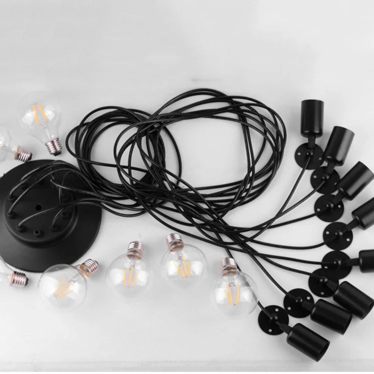 In Stock USA 6-Light Black Industrial Spider Pendant Light Adjustable Hanging Ceiling Light Fixture for Dining Room Kitchen