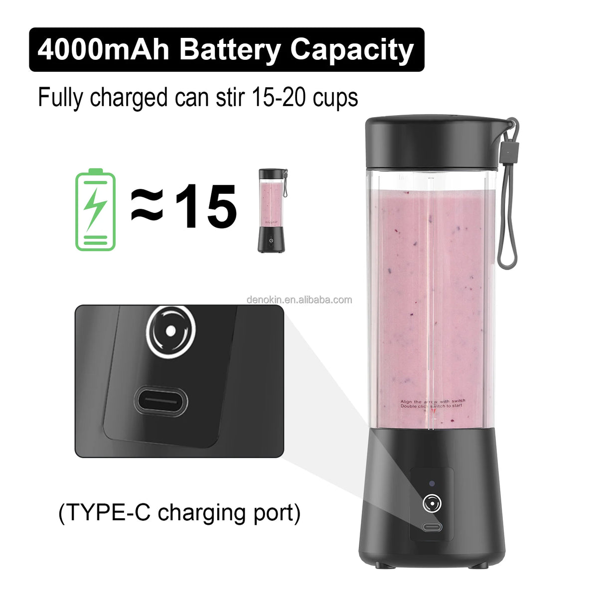 High Quality 400ml Wireless Hand Blender USB Rechargeable Portable Mini Blender for Outdoor Car & Hotel Use