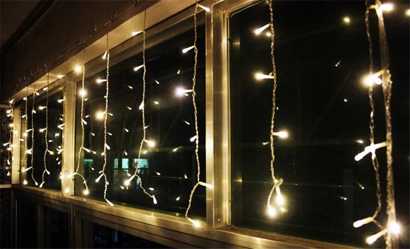 Decoração de natal 2024/2025 luzes de cortina led de gelo para queda ao ar livre 0.4/0.5/0.6m luzes de natal para casa ano novo 2025