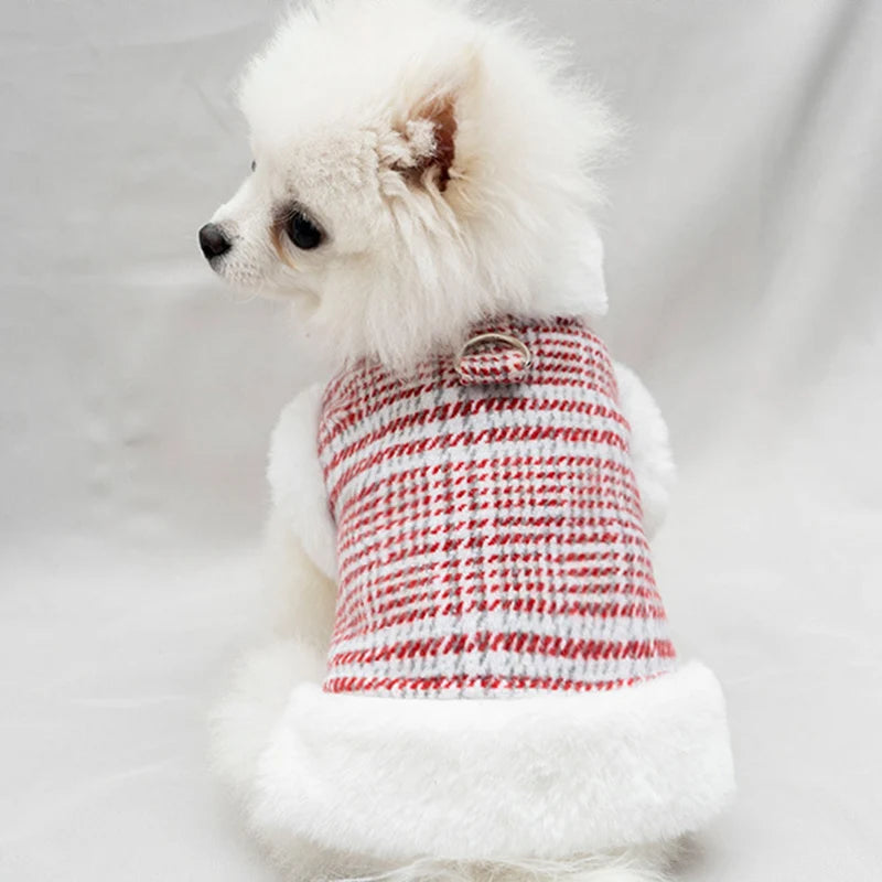 Inverno quente roupas para animais de estimação xadrez listra impressão jaqueta para cães pequenos chihuahua yorkshire gatinho filhote de cachorro roupas ropa perro