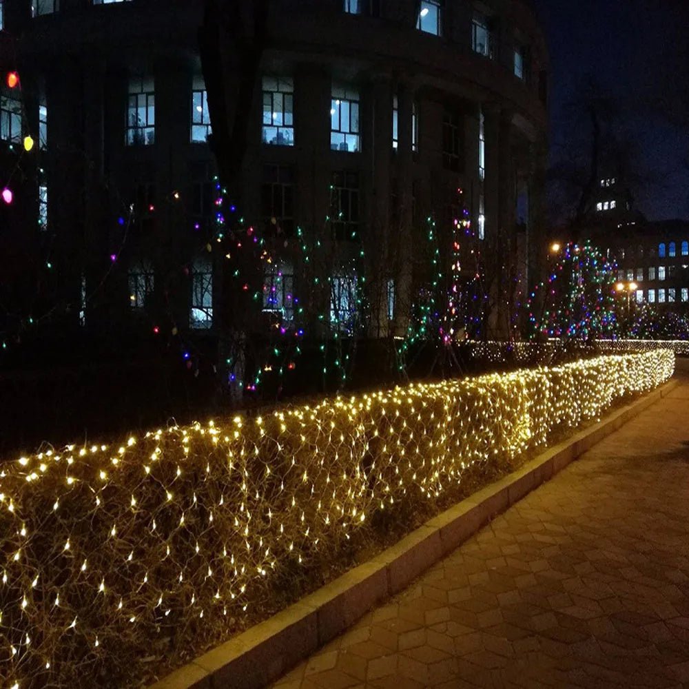 Rede de luzes de natal 6m x 4m led luzes de malha decoração do jardim ao ar livre festão rua guirlanda fada festa de natal decoração de casamento