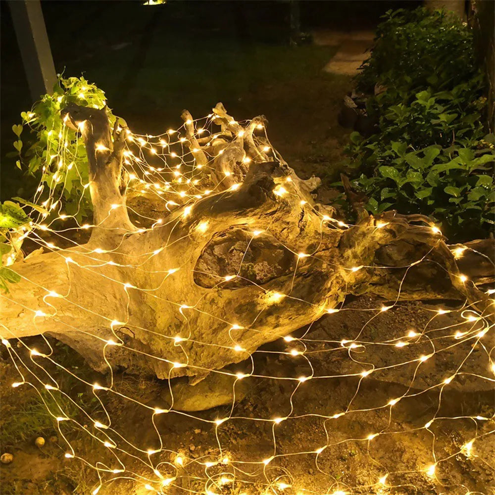 Rede de luzes de natal 6m x 4m led luzes de malha decoração do jardim ao ar livre festão rua guirlanda fada festa de natal decoração de casamento