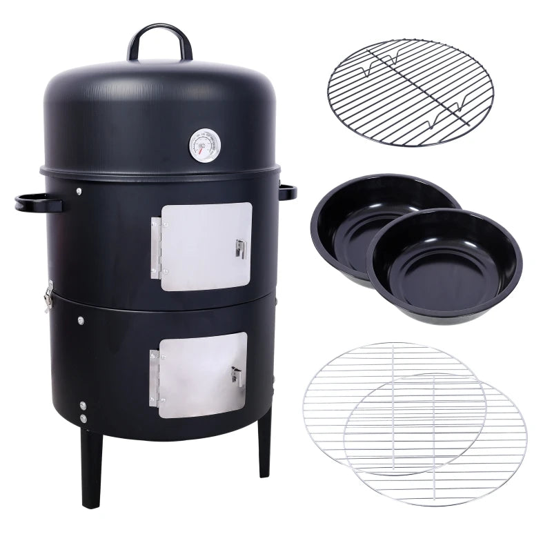 Overseas Stock Free Shipping 17 Inch Steel Charcoal Smoker Heavy Duty Round BBQ Grill for Outdoor Cooking