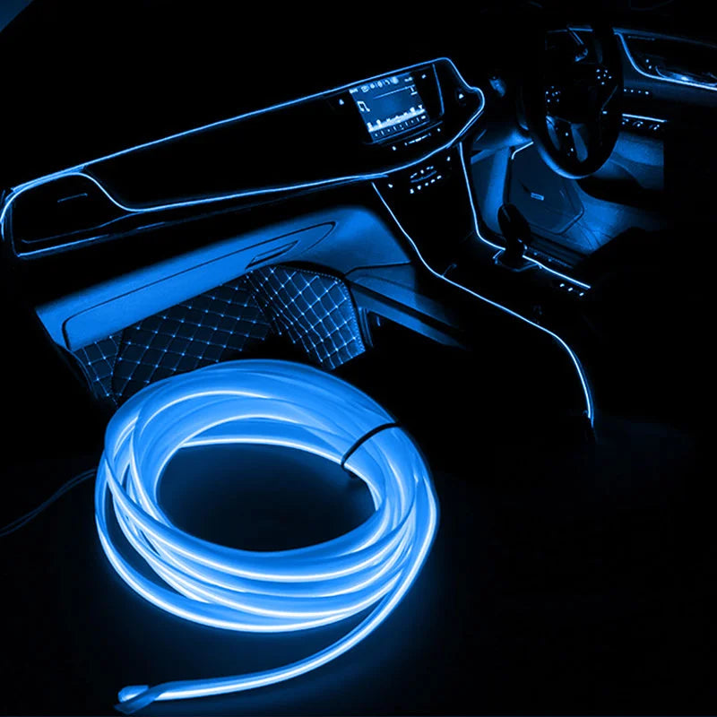 1m/2m/3m/5m interior do carro conduziu a lâmpada decorativa el fiação tira de néon para auto diy flexível luz ambiente festa atmosfera diodo usb