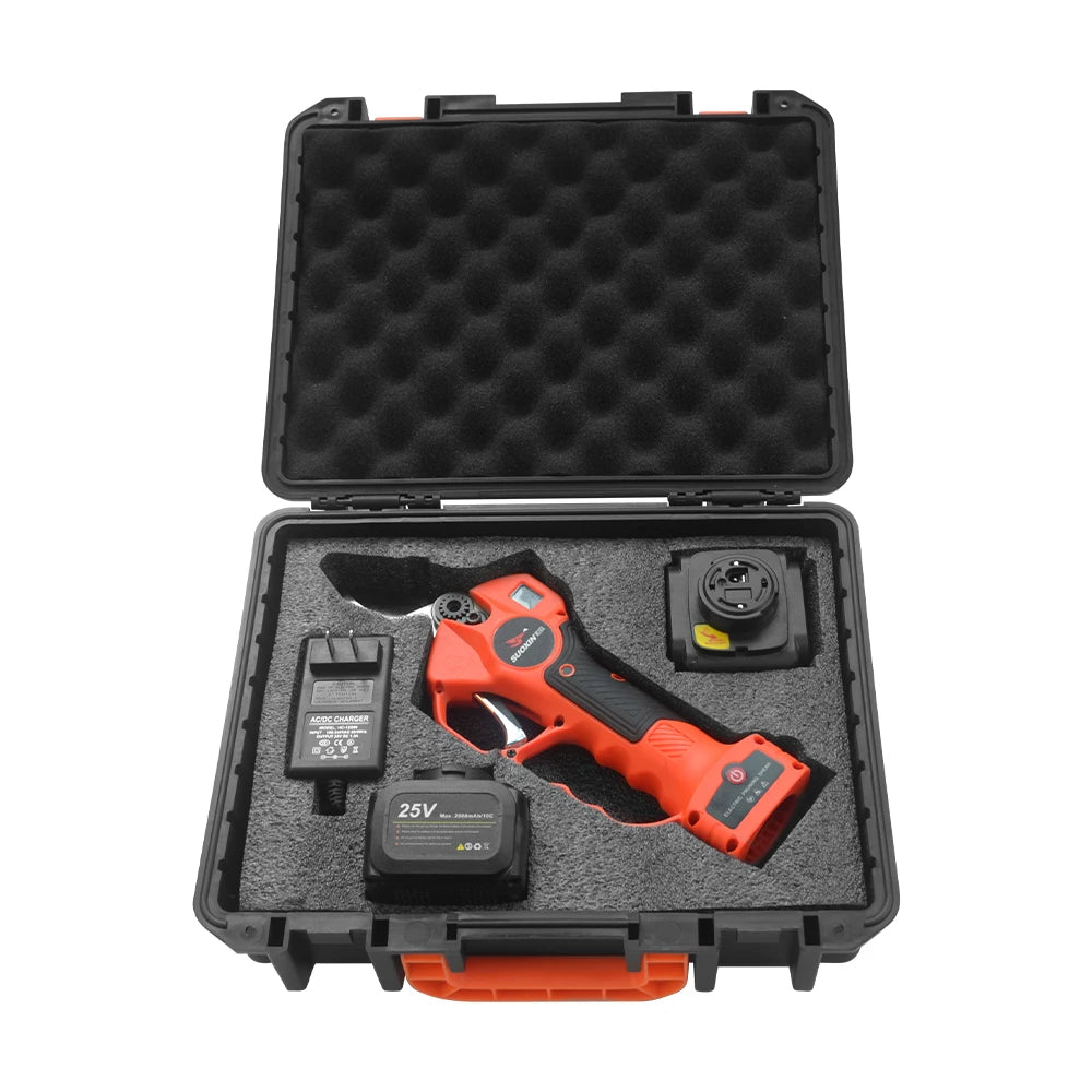 Cordless Electric Pruning Shears with LED Display Screen- Professional Tree Branch Pruner with 2Ah Lithium Battery Powered 25V