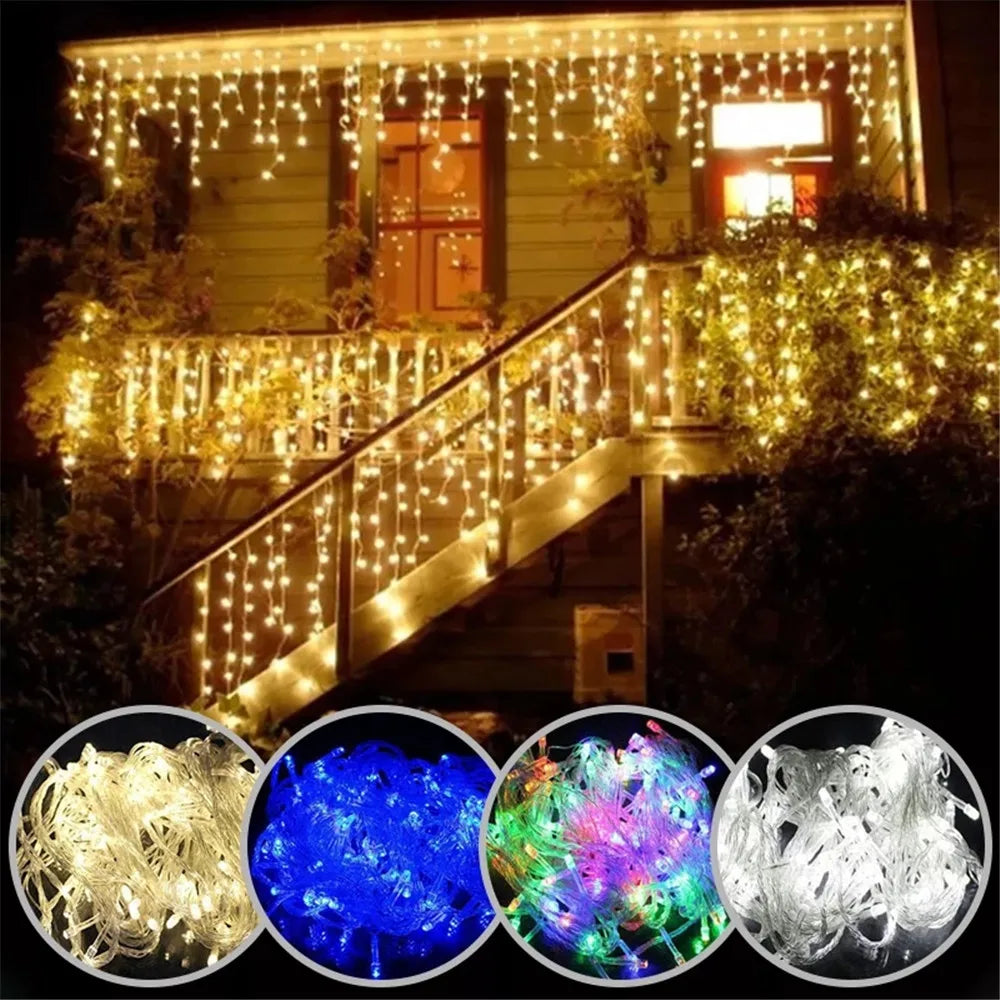 Luzes de natal cachoeira decoração ao ar livre 5m droop 0.4-0.6m luzes led cortina luzes da corda festa ggarden beirais decoração
