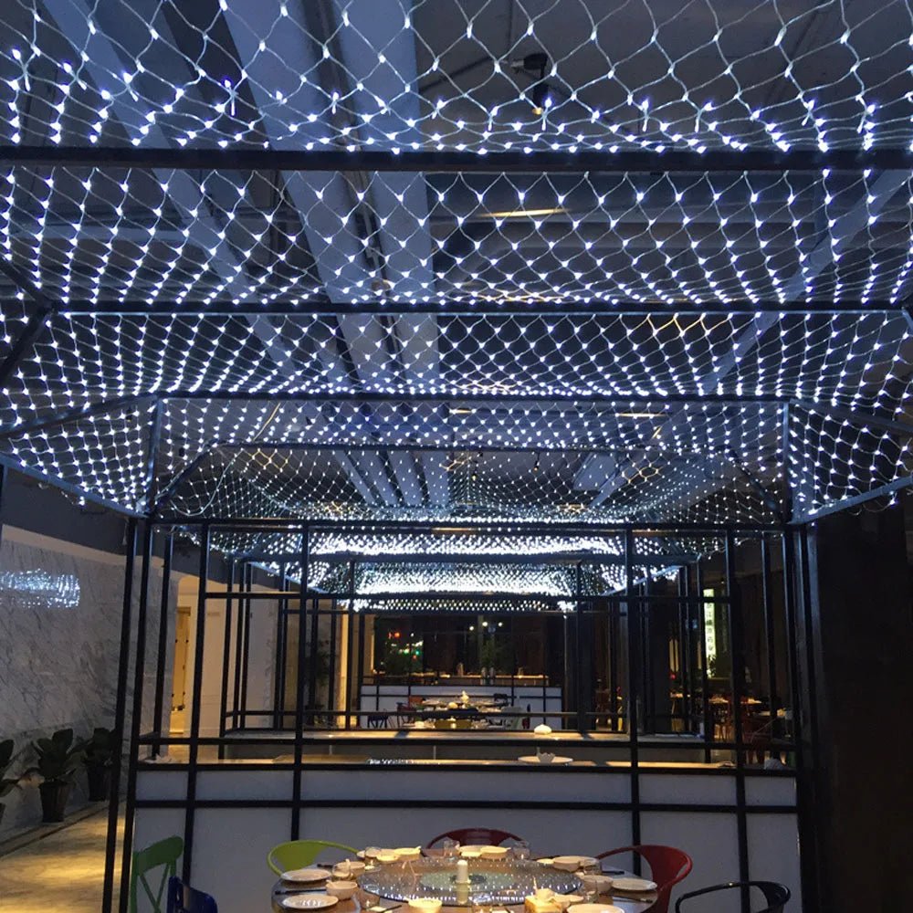 Rede de luzes de natal 6m x 4m led luzes de malha decoração do jardim ao ar livre festão rua guirlanda fada festa de natal decoração de casamento