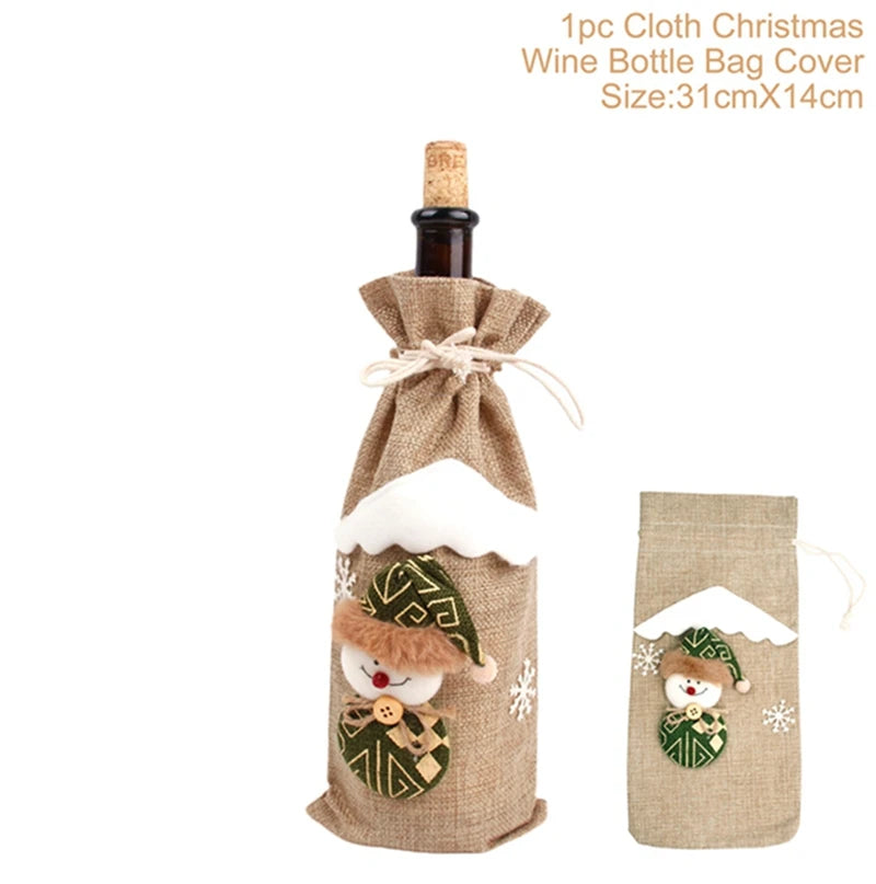 Natal garrafa de vinho capa feliz natal decorações para casa 2025 navidad noel natal ornamentos presente de natal feliz ano novo 2026