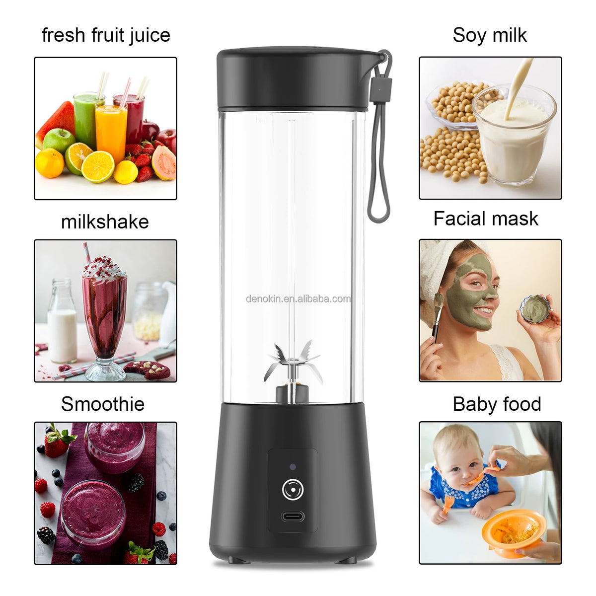 High Quality 400ml Wireless Hand Blender USB Rechargeable Portable Mini Blender for Outdoor Car & Hotel Use
