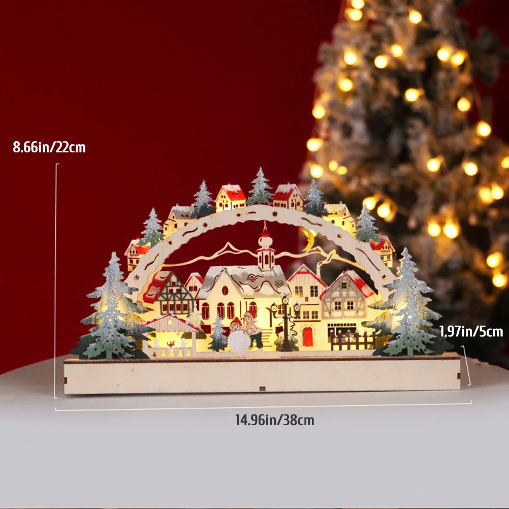 Casa de Natal LED Cena de floresta de Natal Vila de Natal de madeira para decorações de janela de shopping