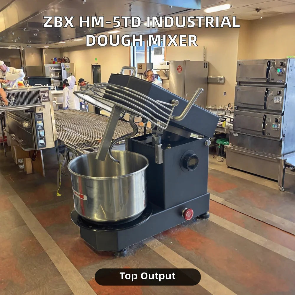 ZBX HM-5TD New Industrial Automatic High Productivity 2kg 4kg Brushless Motor Wheat Bread Machine Spiral Dough Mixer Flour Mill