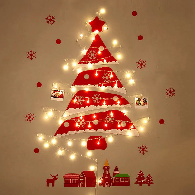 Árvore de Natal Criativa com Luzes, Enfeites de Natal DIY, Árvore de Natal Iluminada, Enfeites de Natal, Árvore Feliz