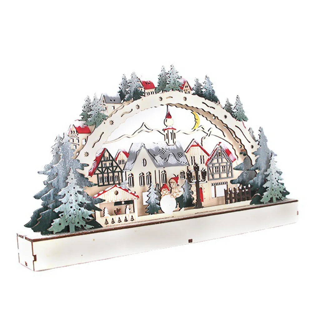 Casa de Natal LED Cena de floresta de Natal Vila de Natal de madeira para decorações de janela de shopping