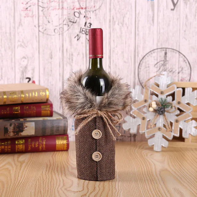 Natal garrafa de vinho capa feliz natal decorações para casa 2025 navidad noel natal ornamentos presente de natal feliz ano novo 2026