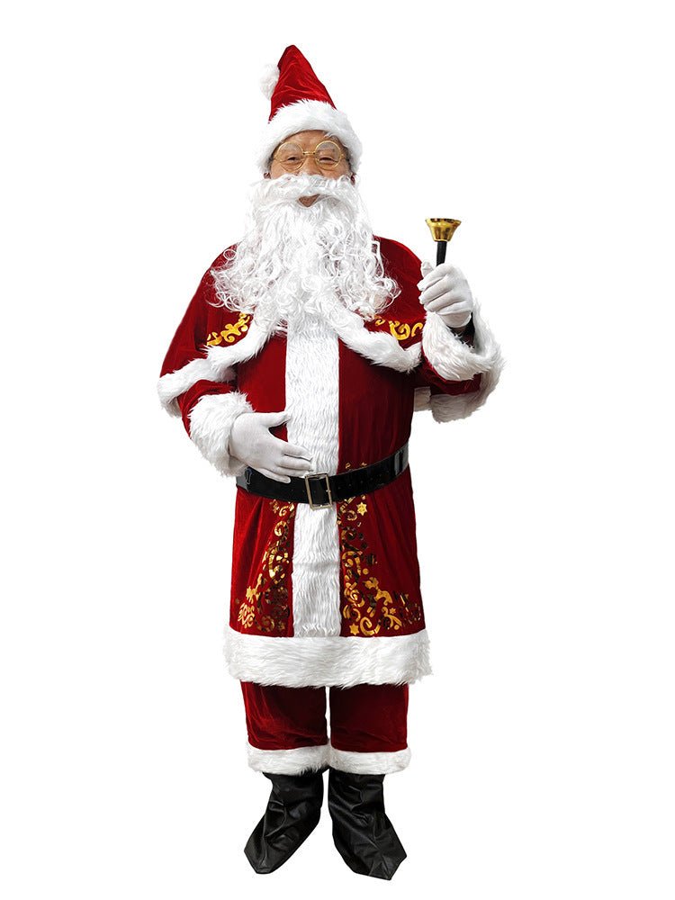 European and American Cross-Border Christmas Clothing Long-Sleeved Women's Christmas Dress Thickeneded Santa Claus with Shawl Christmas Queen Costume