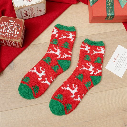Coral fleece Christmas socks autumn and winter thick tube socks New Year gift socks cartoon Christmas socks cross-border wholesale - Kasa & Pet