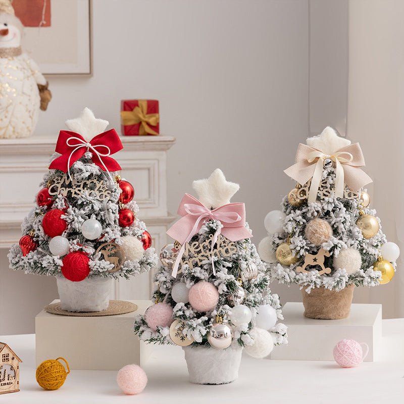 Christmas tree new desktop christmas tree pvc with lights christmas tree mini diy christmas decoration flocking