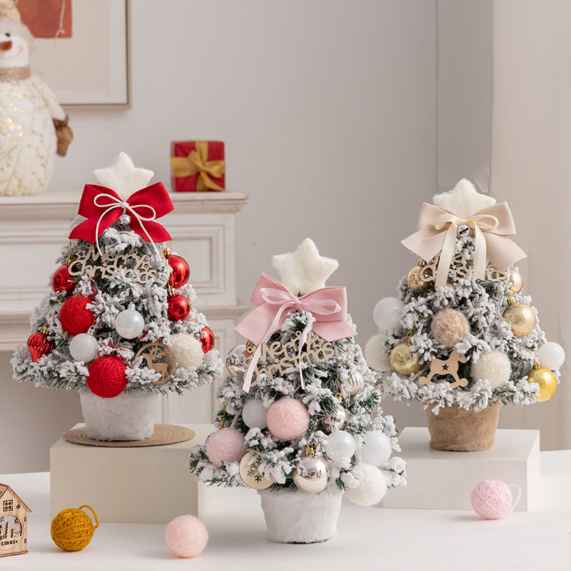 Christmas tree new desktop christmas tree pvc with lights christmas tree mini diy christmas decoration flocking