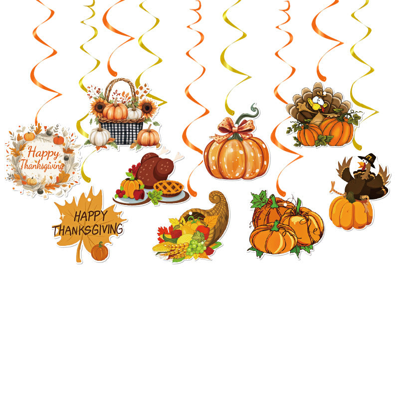 Cross-Border Autum New Thanksgiving Party Give Thanks Flag Harvest Festival Turkey Pumpkin Decoration Banner