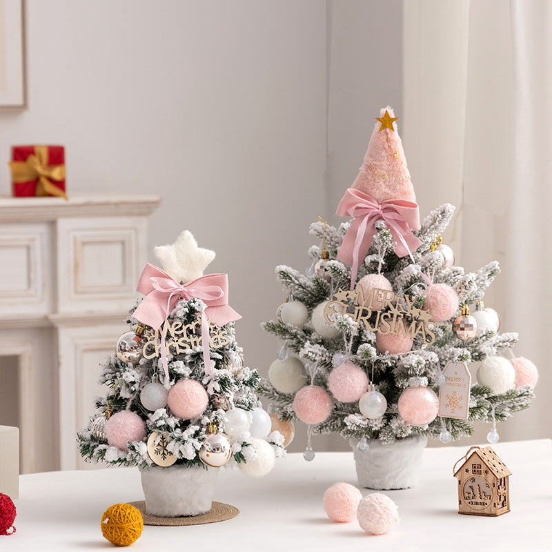 Christmas tree new desktop christmas tree pvc with lights christmas tree mini diy christmas decoration flocking