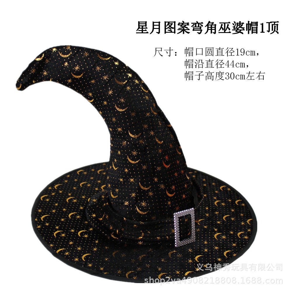 Halloween Prom Party Hat Witch Hat Witch Hat Spare Hat Printed Pumpkin Hat Black Pointed Hat