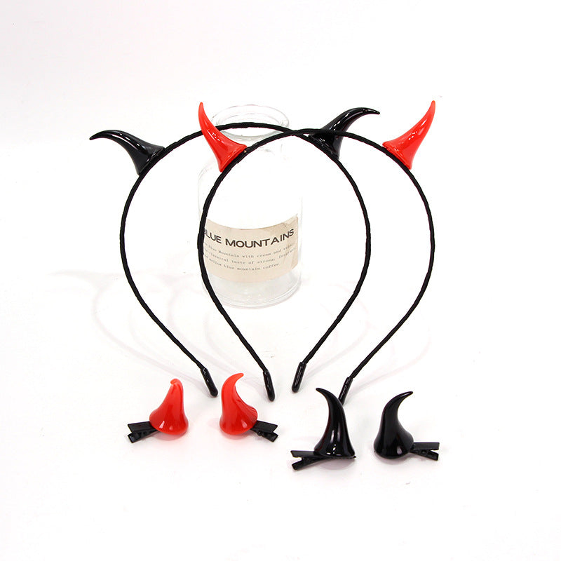 Cute Devil Horn Hairband New Halloween Day Dress Up Headwear Red Horn Hairpin COS Hair Accessories Cross Border