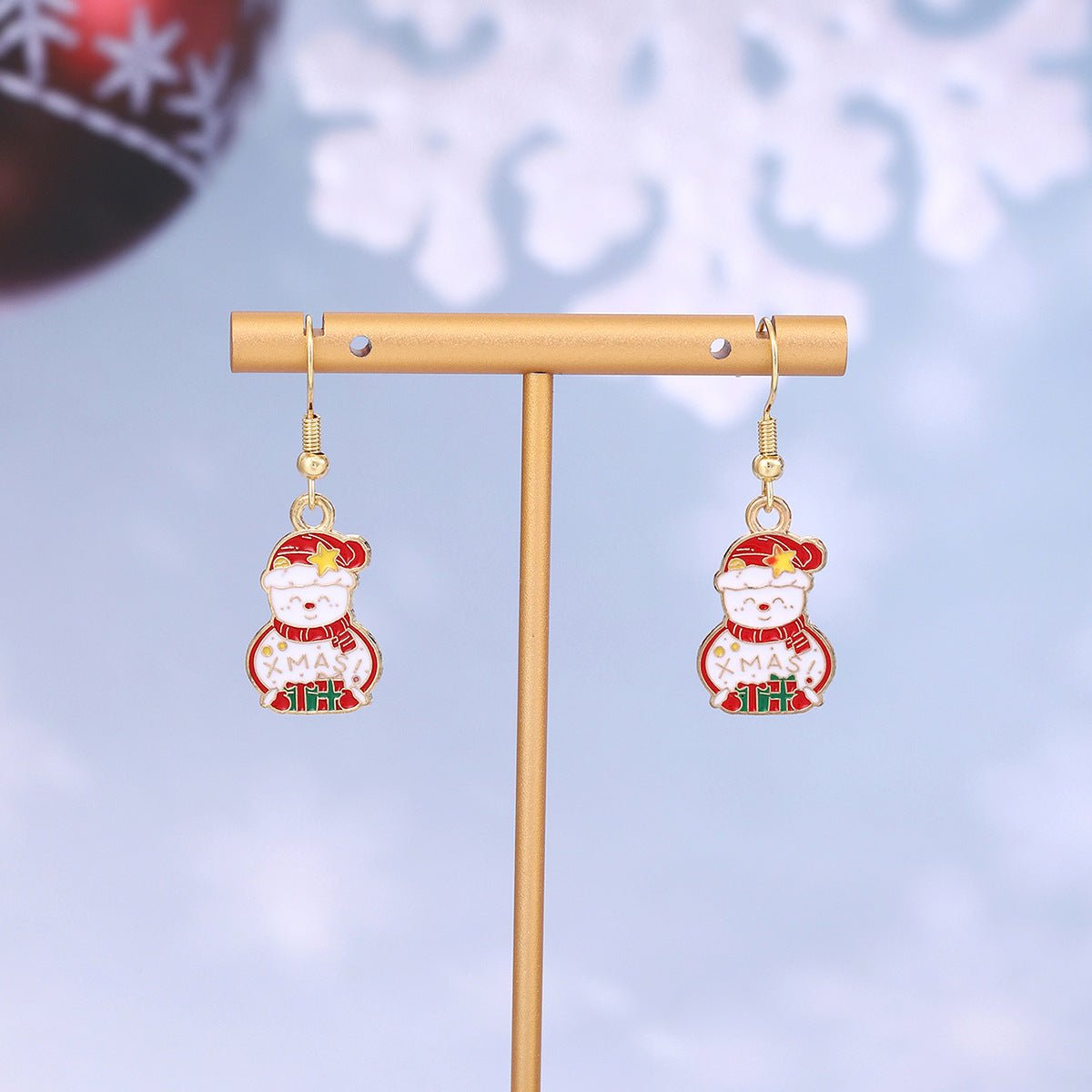 Cross-border personality Christmas series elk gingerbread earrings European and American cartoon oil Santa Claus earrings