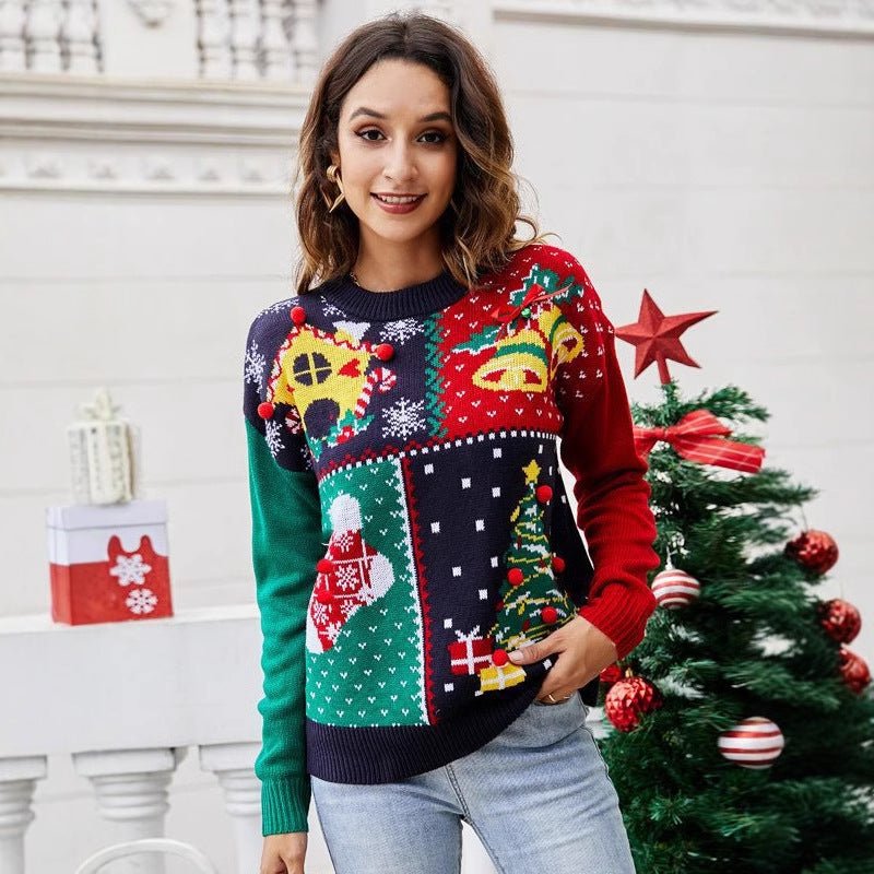 Amazon Explosions 2023 European and American Women's Little Snowflake Christmas Sweater Christmas Tree Pullover Knitted Sweater Christmas Clothes