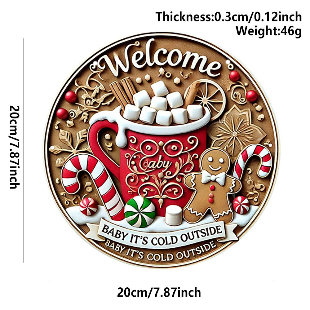in stock American Country Christmas Holiday Round Door Plate Hanging Wooden Welcome Sign Decorative Pendant Wooden Tag