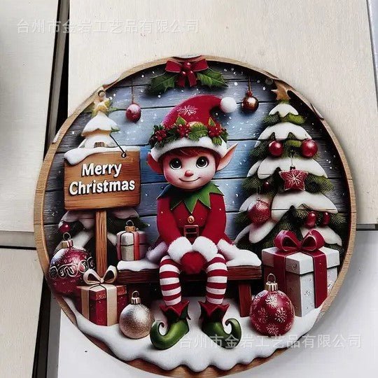in stock Christmas Creative Hanging Wooden Crafts Round Door Sign Wooden Tag Series Decorative Pendant