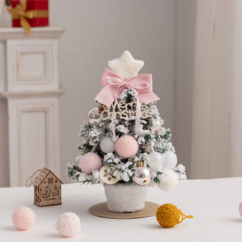 Christmas tree new desktop christmas tree pvc with lights christmas tree mini diy christmas decoration flocking