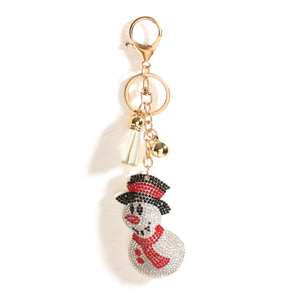 Cross-border Christmas Series Rhinestone Keychain Gift Santa Claus Reindeer Cute Creative Small Pendant Bag Hanging Ornaments