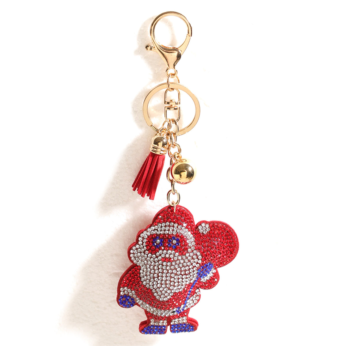 Cross-border Christmas Series Rhinestone Keychain Gift Santa Claus Reindeer Cute Creative Small Pendant Bag Hanging Ornaments