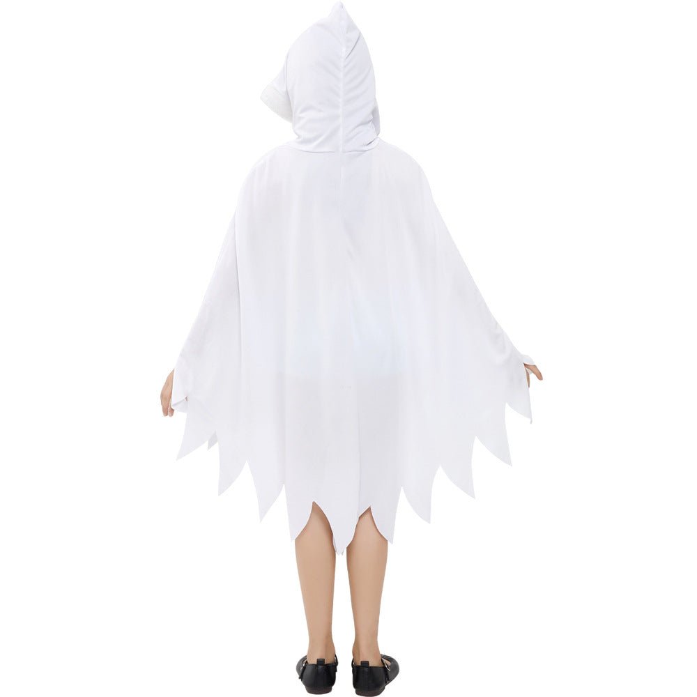 Cross Border Children's White Ghost Luminous Ghostface Cloak Halloween Cosplay Theme Party Dress Up Costume