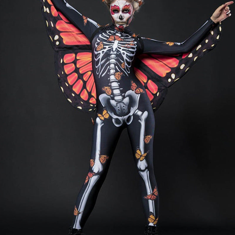 FD1064 2023 New Halloween European and American Butterfly Cloak Fashion Elegant Family Skull Jumpsuit