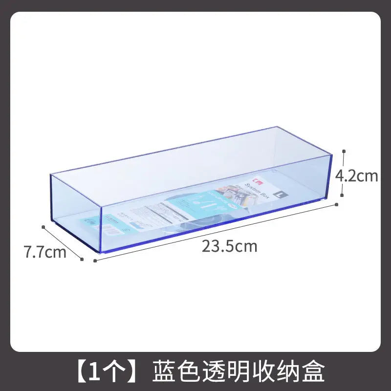 Desktop Storage Box Small Miscellaneous Stationery Sticky Notes Handbook Pencil Transparent Narrow Long Storage Storage Box Kasa & Pet