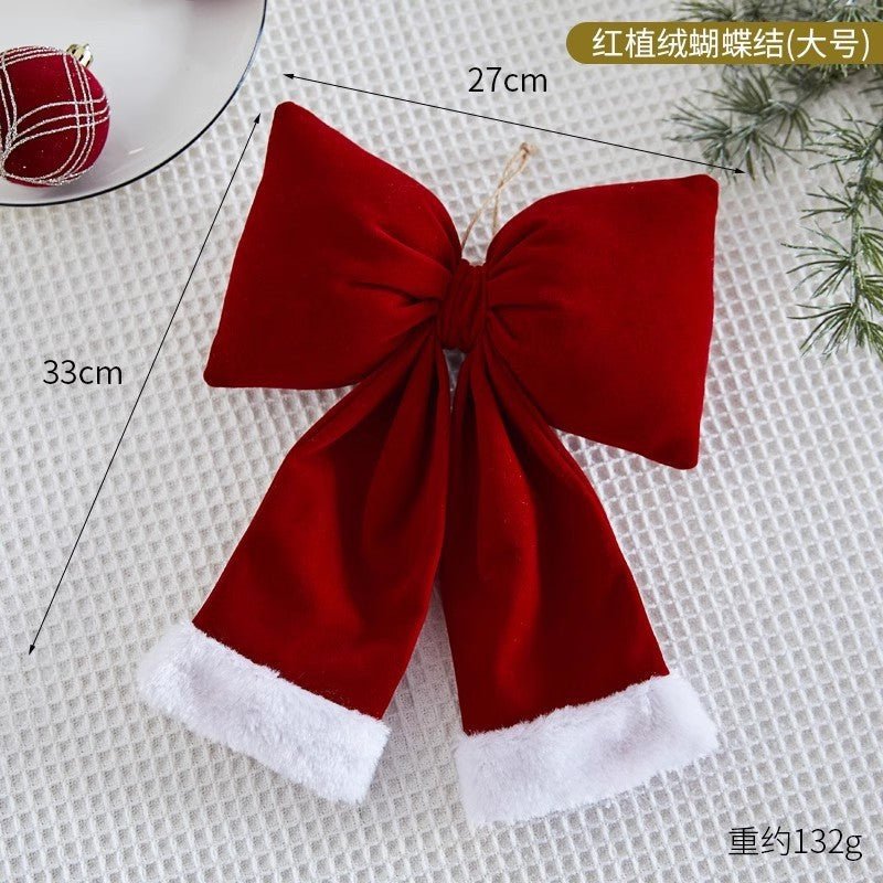 Christmas Tree Decoration Home Gold Velvet Bow Large Pendant Photo Atmosphere Props Atmosphere Flocking Bow - Kasa & Pet